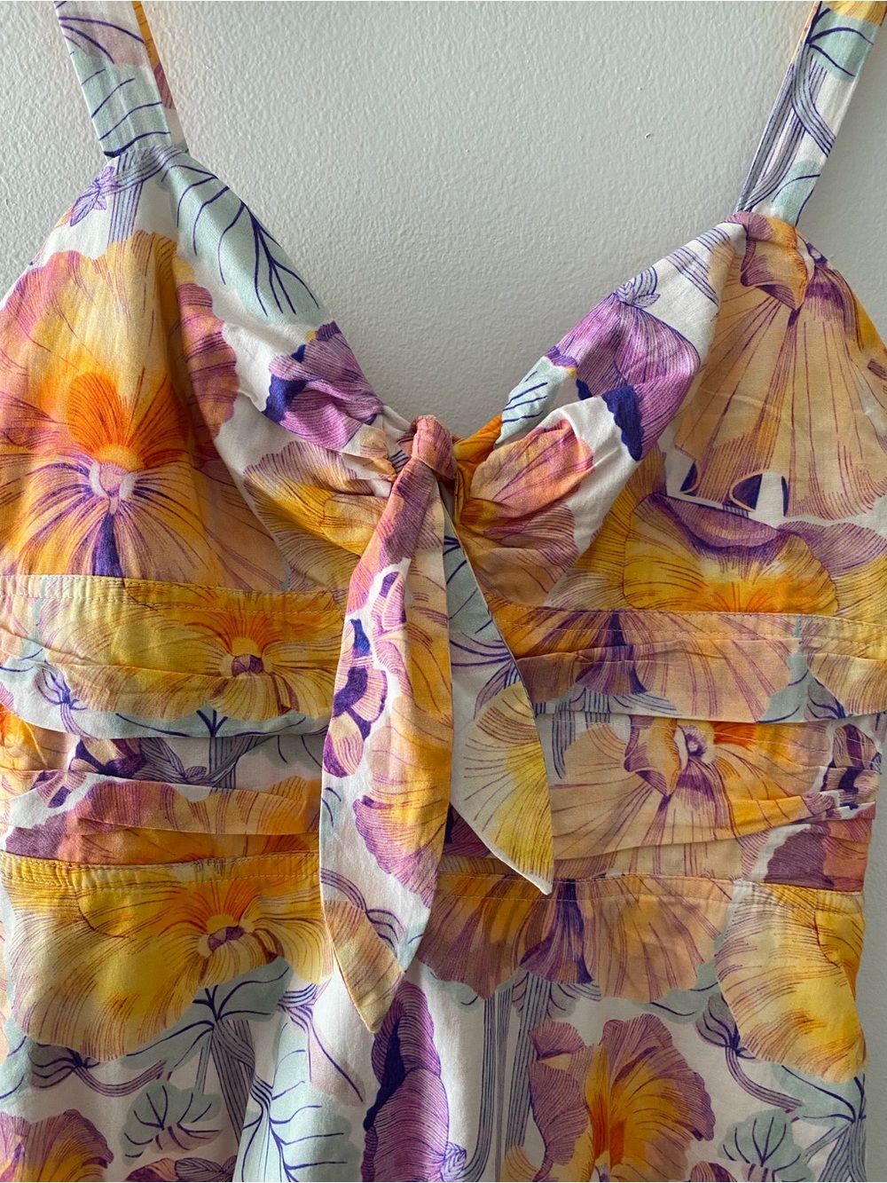 Anthropology Cecilia Pettersson Floral Tie-Front Sundress in Yellow & Purple - Picture 5 of 12